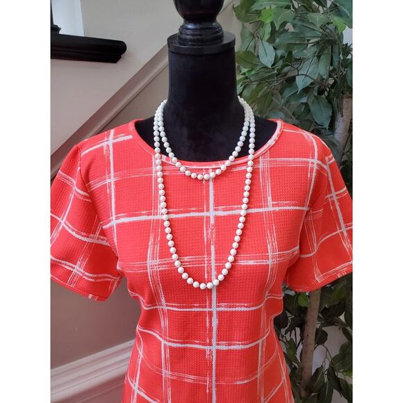 Good Time Women's Orange White Round Neck Short Sleeve Knee Length Dress Size 2X - Picture 2 of 11